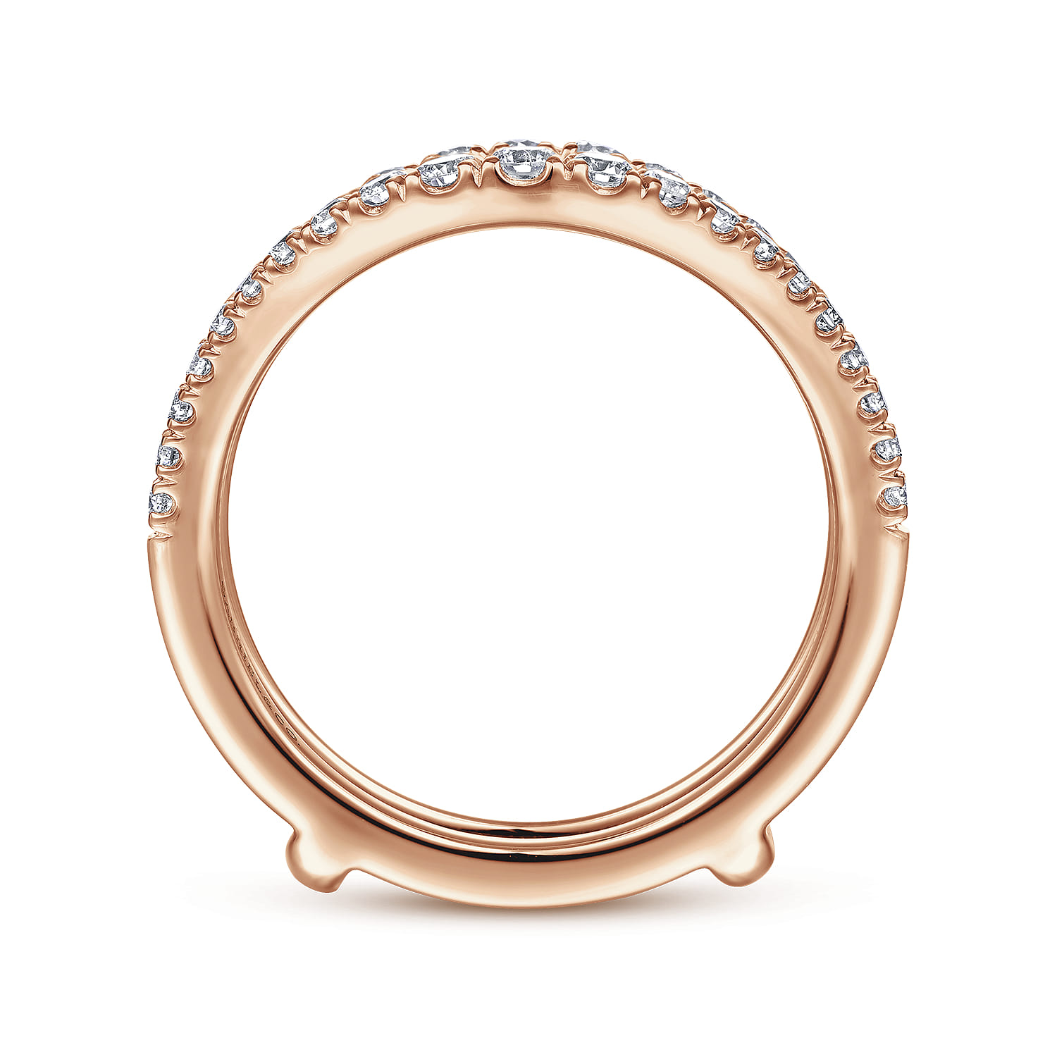 Enhancer Wedding Ring in 14k Rose Gold with Round Natural Diamond at Gabriel & Co. - Shot 2