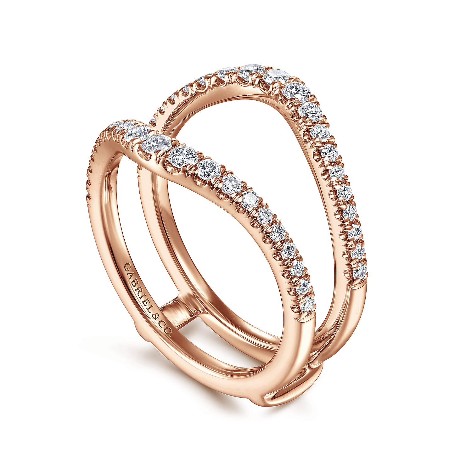 Enhancer Wedding Ring in 14k Rose Gold with Round Natural Diamond at Gabriel & Co. - Shot 3