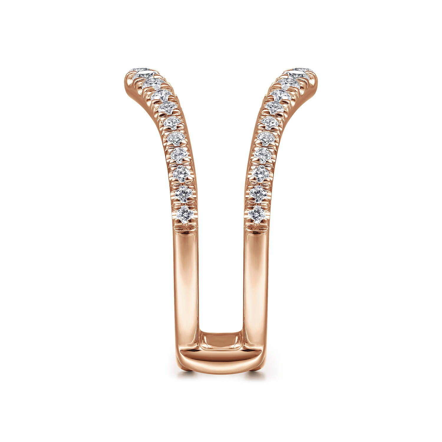 Enhancer Wedding Ring in 14k Rose Gold with Round Natural Diamond at Gabriel & Co. - Shot 4