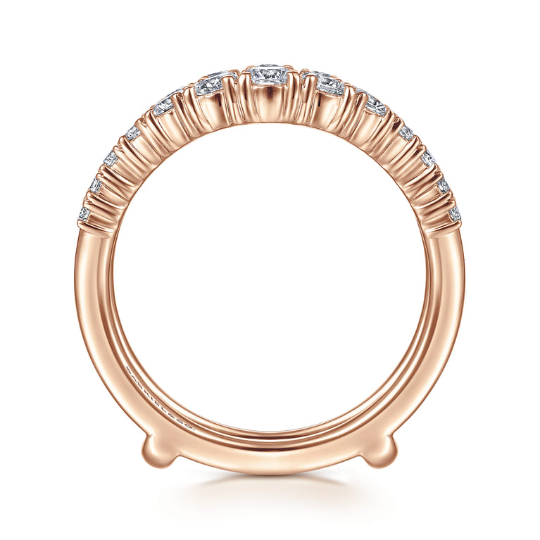 Enhancer Wedding Ring in 14k Rose Gold with Round Natural Diamond at Gabriel & Co. - Shot 2