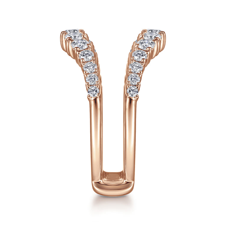Enhancer Wedding Ring in 14k Rose Gold with Round Natural Diamond at Gabriel & Co. - Shot 4