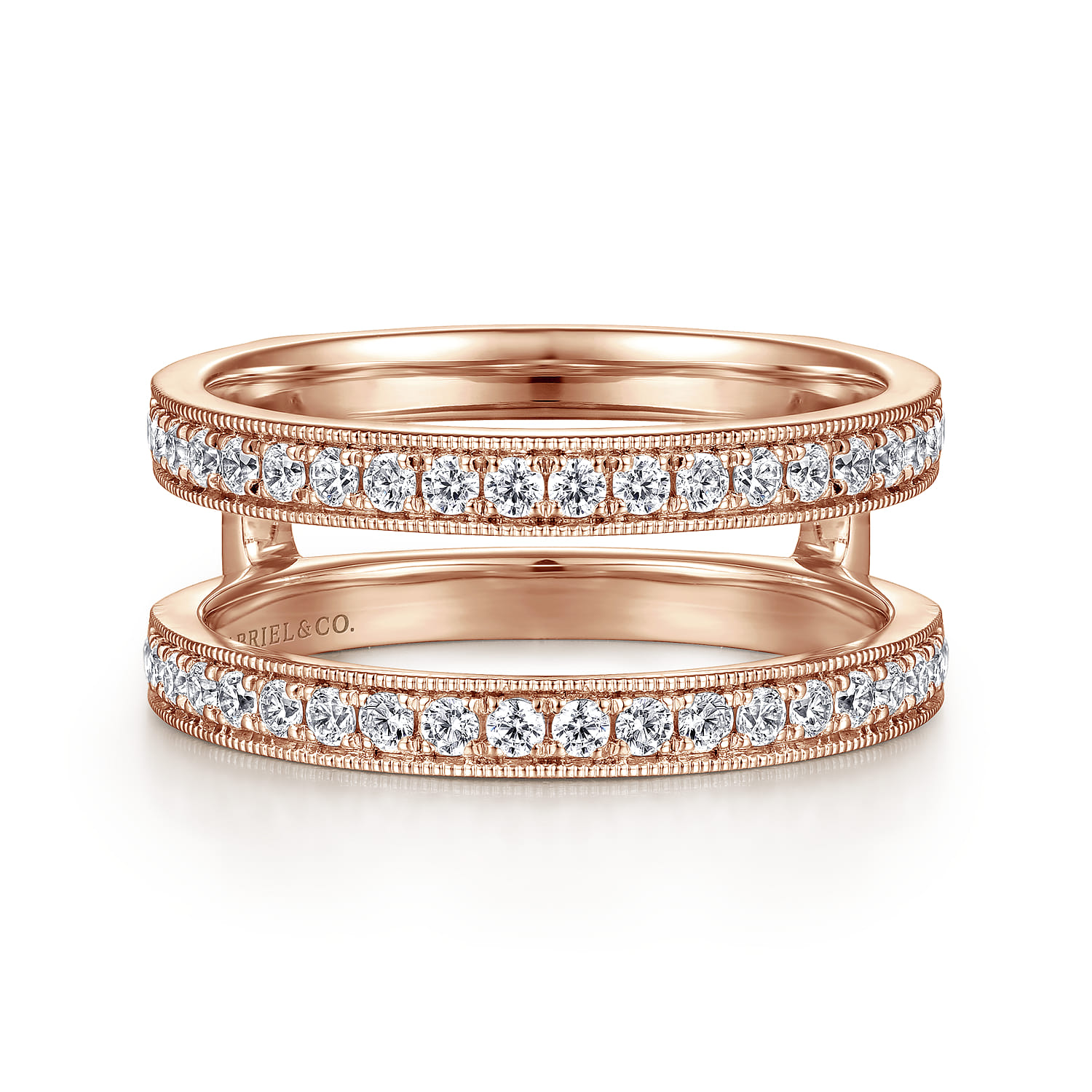 Enhancer Wedding Ring in 14k Rose Gold with Round Natural Diamond at Gabriel & Co. - Shot 1