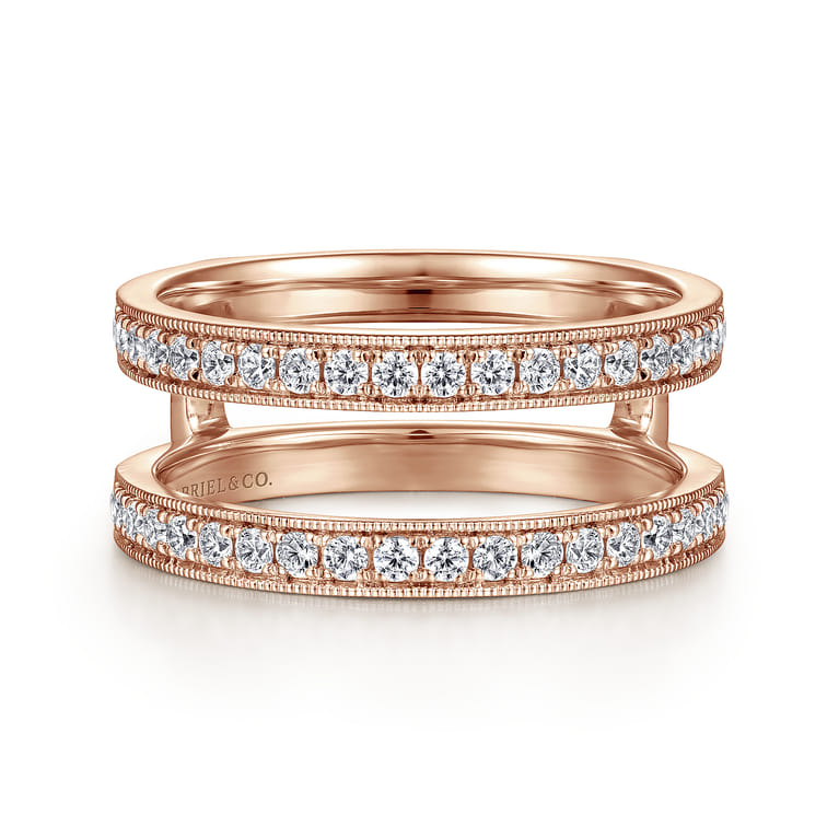 Enhancer Wedding Ring in 14k Rose Gold with Round Natural Diamond at Gabriel & Co. - Shot 1