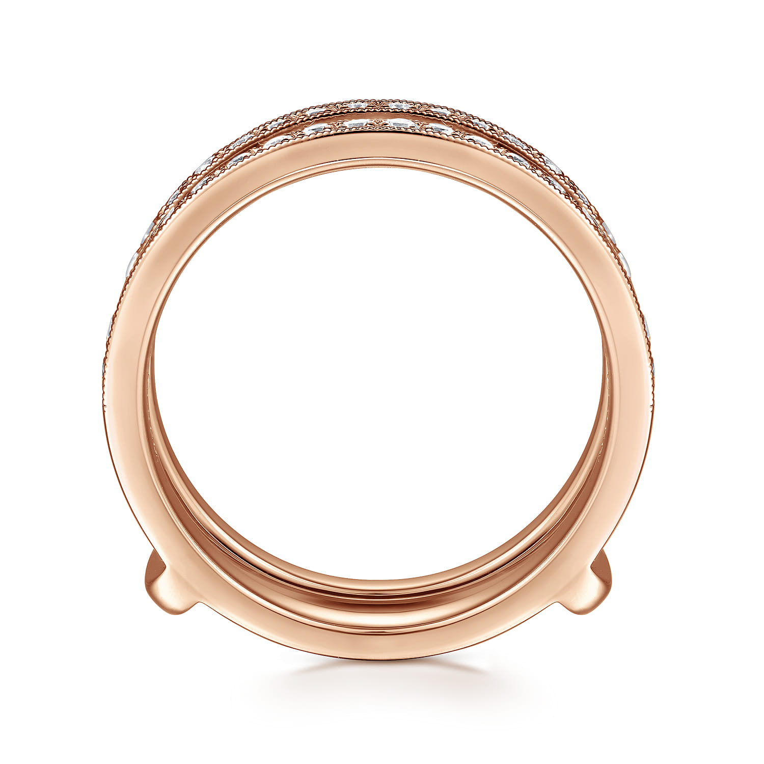 Enhancer Wedding Ring in 14k Rose Gold with Round Natural Diamond at Gabriel & Co. - Shot 2
