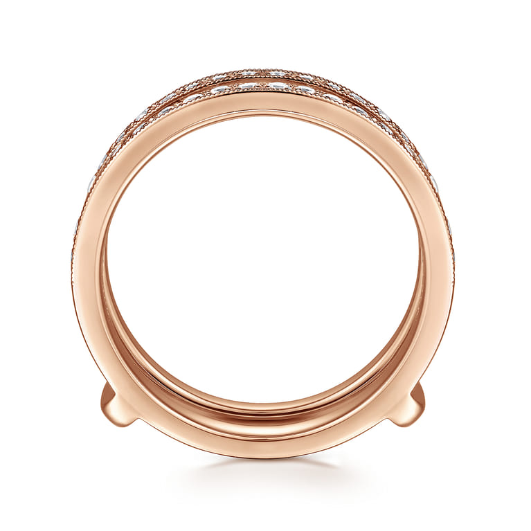 Enhancer Wedding Ring in 14k Rose Gold with Round Natural Diamond at Gabriel & Co. - Shot 2