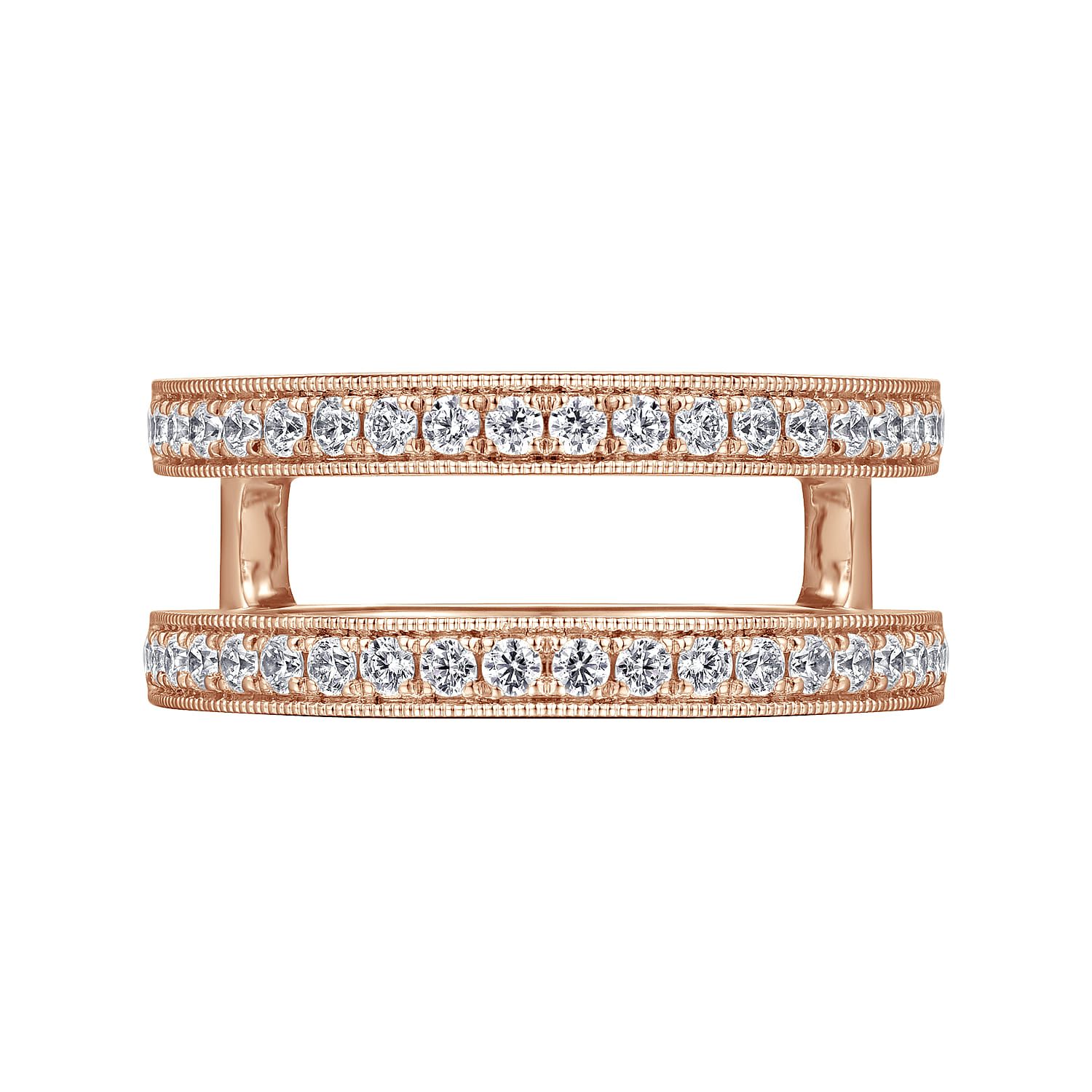 Enhancer Wedding Ring in 14k Rose Gold with Round Natural Diamond at Gabriel & Co. - Shot 6
