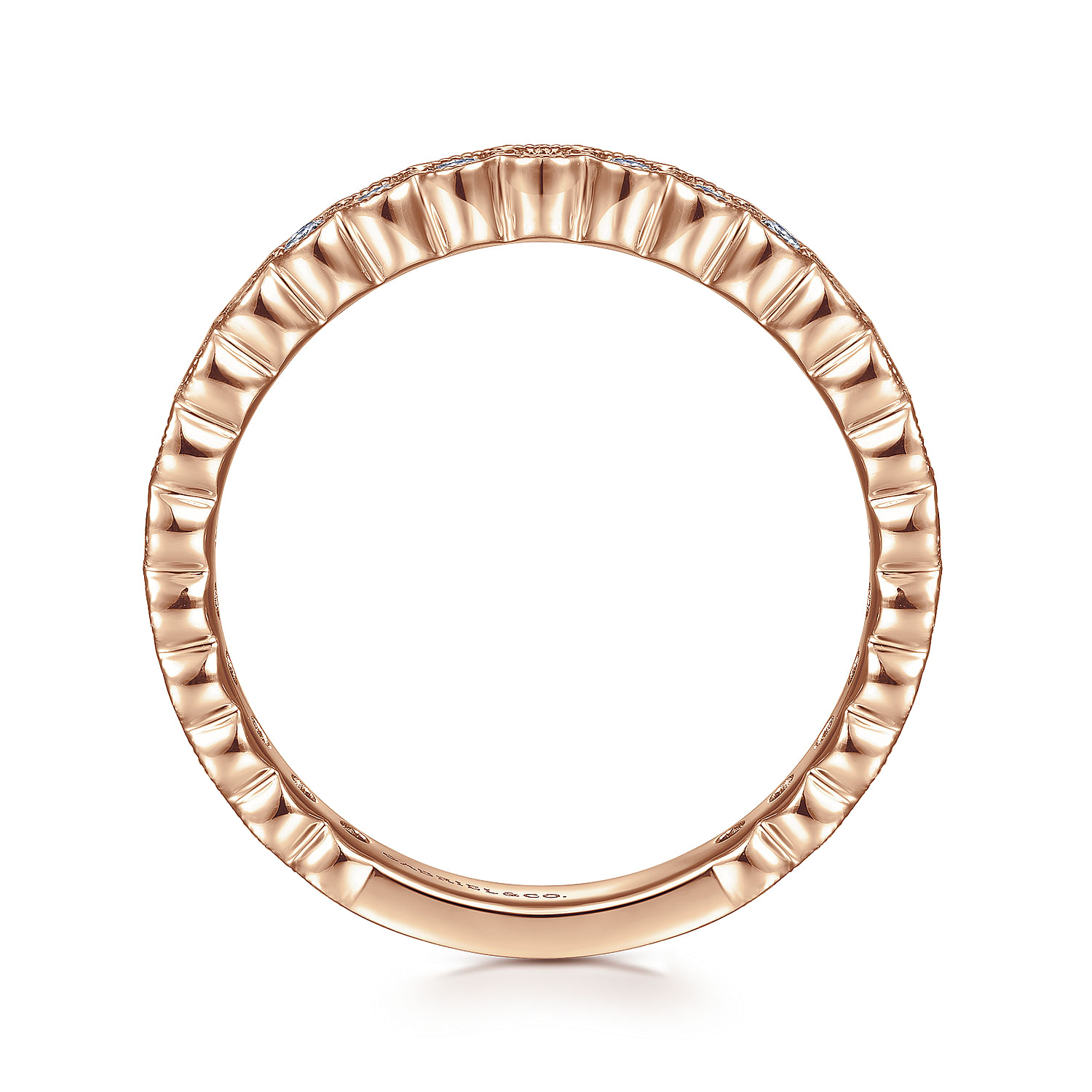 14K Rose Gold Diamond Ring with Milgrain Bezel - 0.45 ct - Shot 2