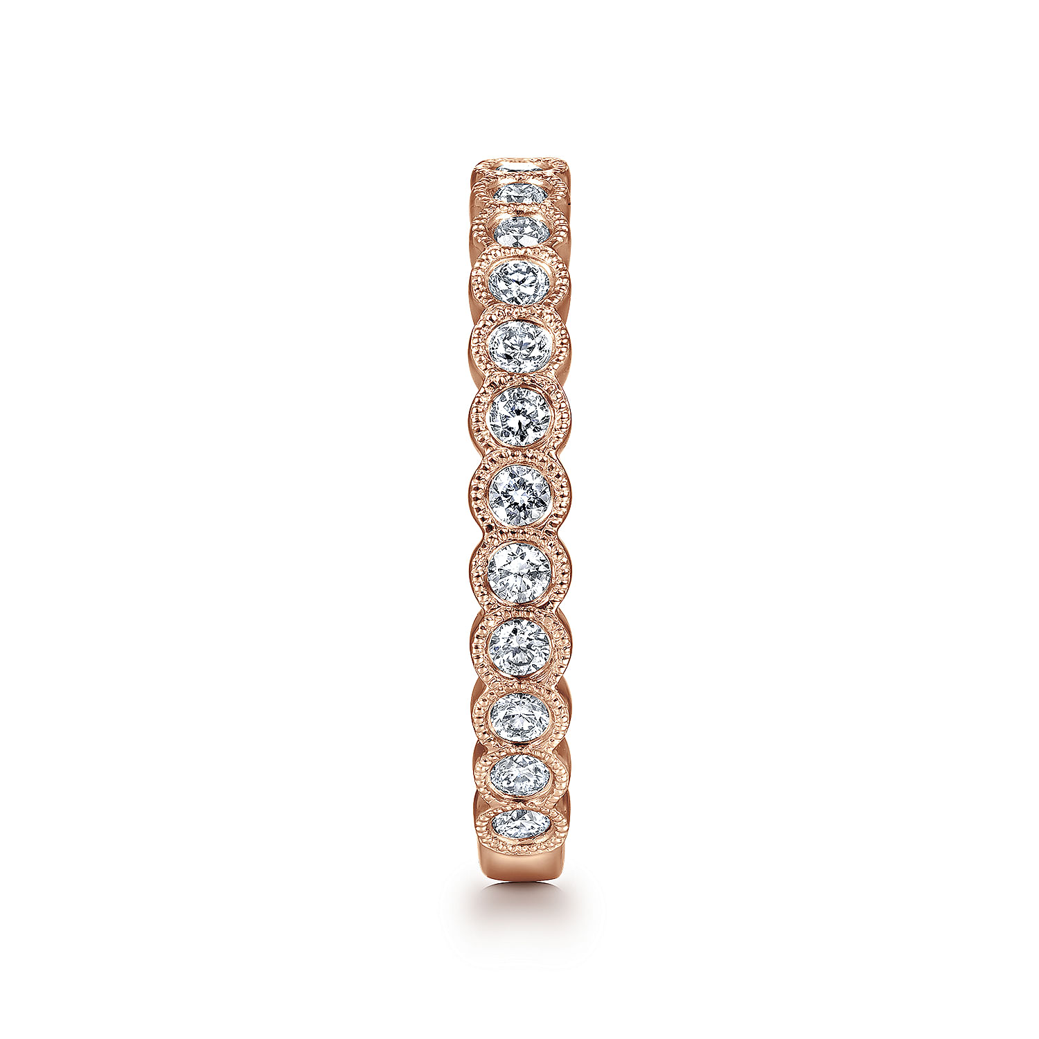 14K Rose Gold Diamond Ring with Milgrain Bezel - 0.45 ct - Shot 4