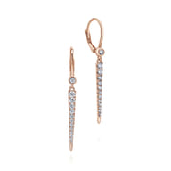 14K Rose Gold Diamond Spike Drop Earrings