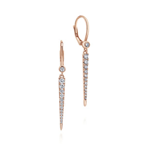 14K Rose Gold Diamond Spike Drop Earrings