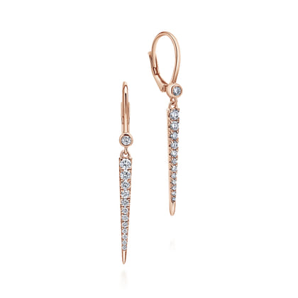 14K Rose Gold Diamond Spike Drop Earrings