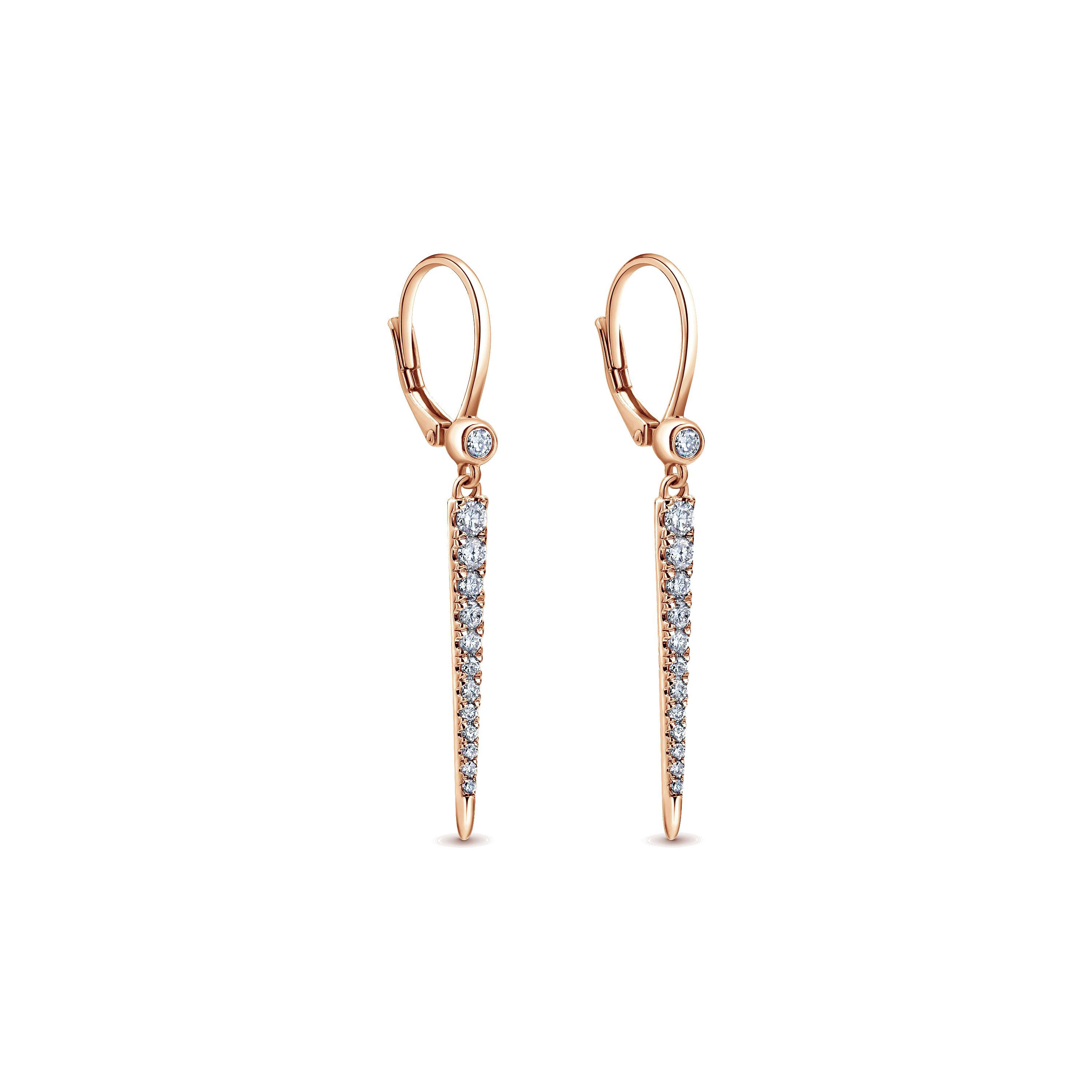 14K Rose Gold Diamond Spike Drop Earrings - 0.3 ct - Shot 2