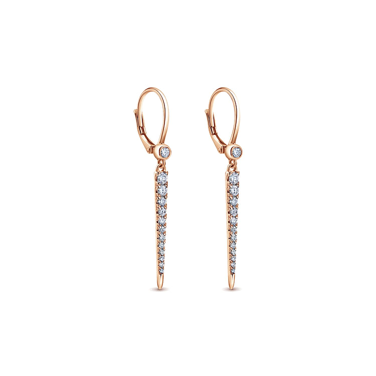14K Rose Gold Diamond Spike Drop Earrings