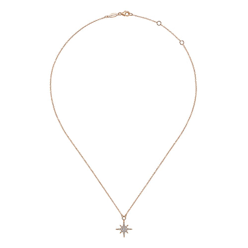 14K Rose Gold Diamond Starburst Pendant Necklace - 0.25 ct - Shot 2