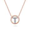 14K Rose Gold Diamond T Initial Pendant Necklace - 0.05 ct