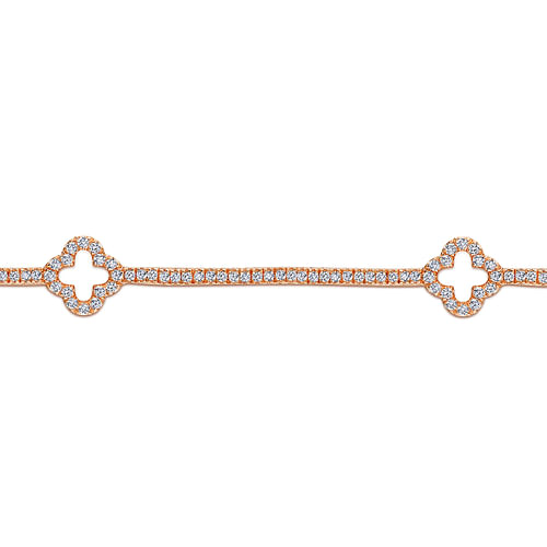 14K Rose Gold Diamond Tennis Bracelet with Clover Stations - 1.45 ct - Shot 2