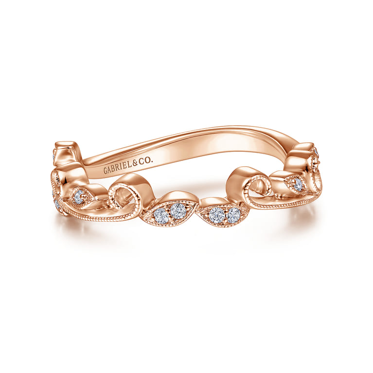 14K Rose Gold Diamond Wedding Band - 0.08 ct - Shot 1