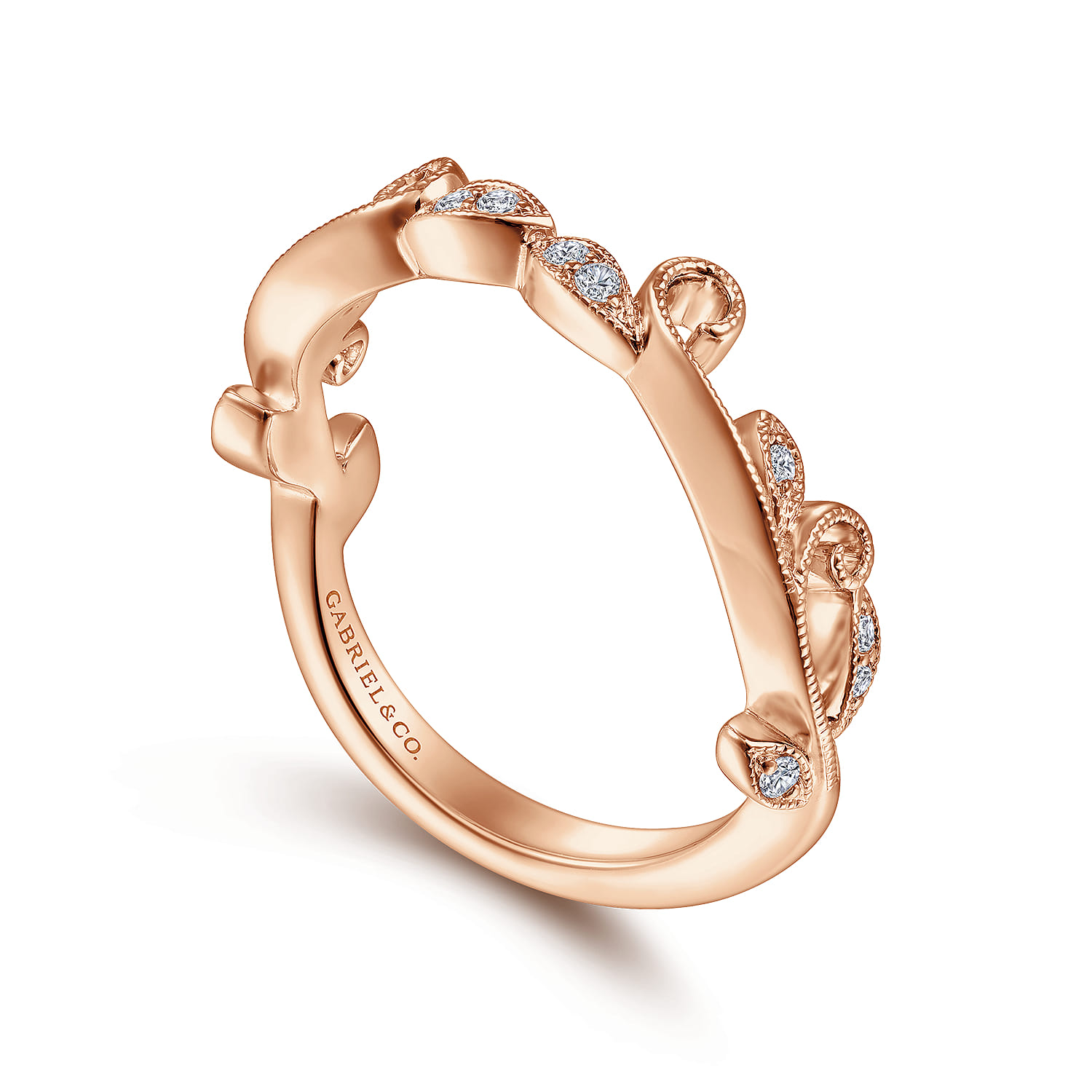 14K Rose Gold Diamond Wedding Band - 0.08 ct - Shot 3