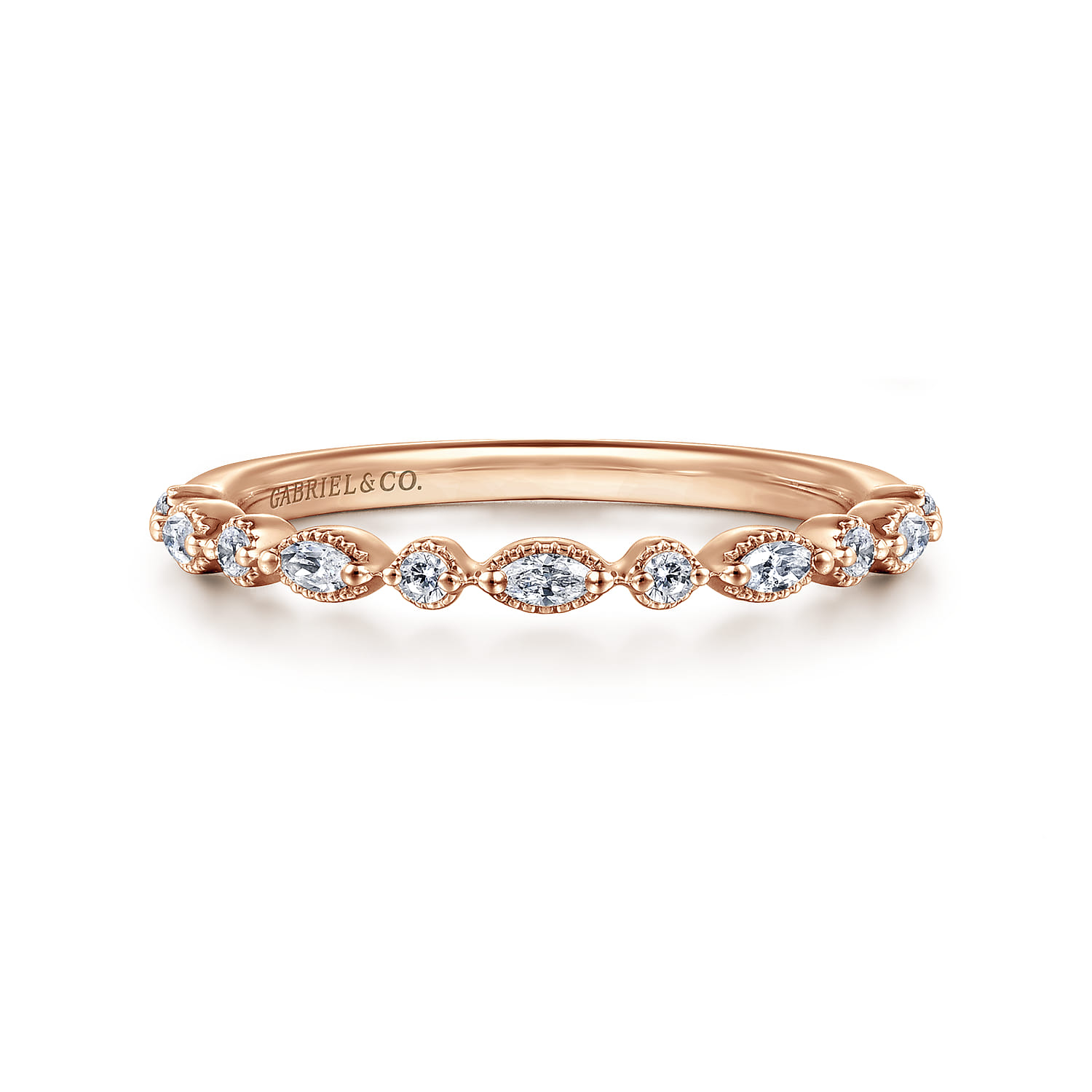 14K Rose Gold Diamond Wedding Band - 0.24 ct - Shot 1