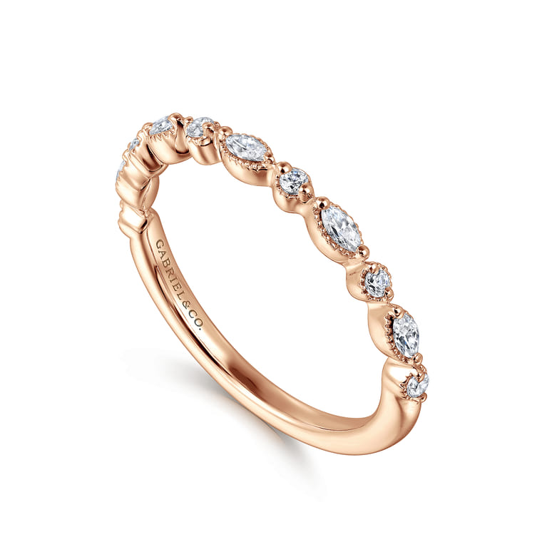 14K Rose Gold Diamond Wedding Band - 0.24 ct - Shot 3