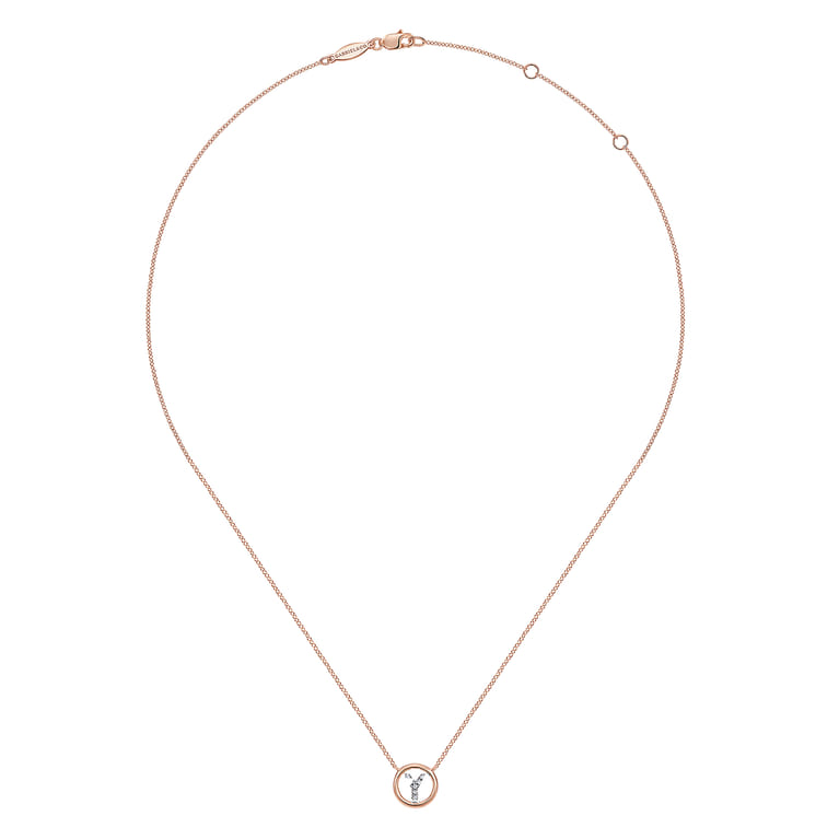 14K Rose Gold Diamond Y Initial Pendant Necklace - 0.04 ct - Shot 2