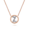 14K Rose Gold Diamond Z Initial Pendant Necklace - 0.06 ct