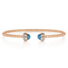 14K Rose Gold Diamond and Blue Topaz Bujukan Open Bangle - 0.18 ct