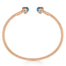 14K Rose Gold Diamond and Blue Topaz Bujukan Open Bangle - 0.18 ct