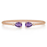 14K Rose Gold Diamond and Pear Shape Amethyst Bujukan Bangle - 0.07 ct