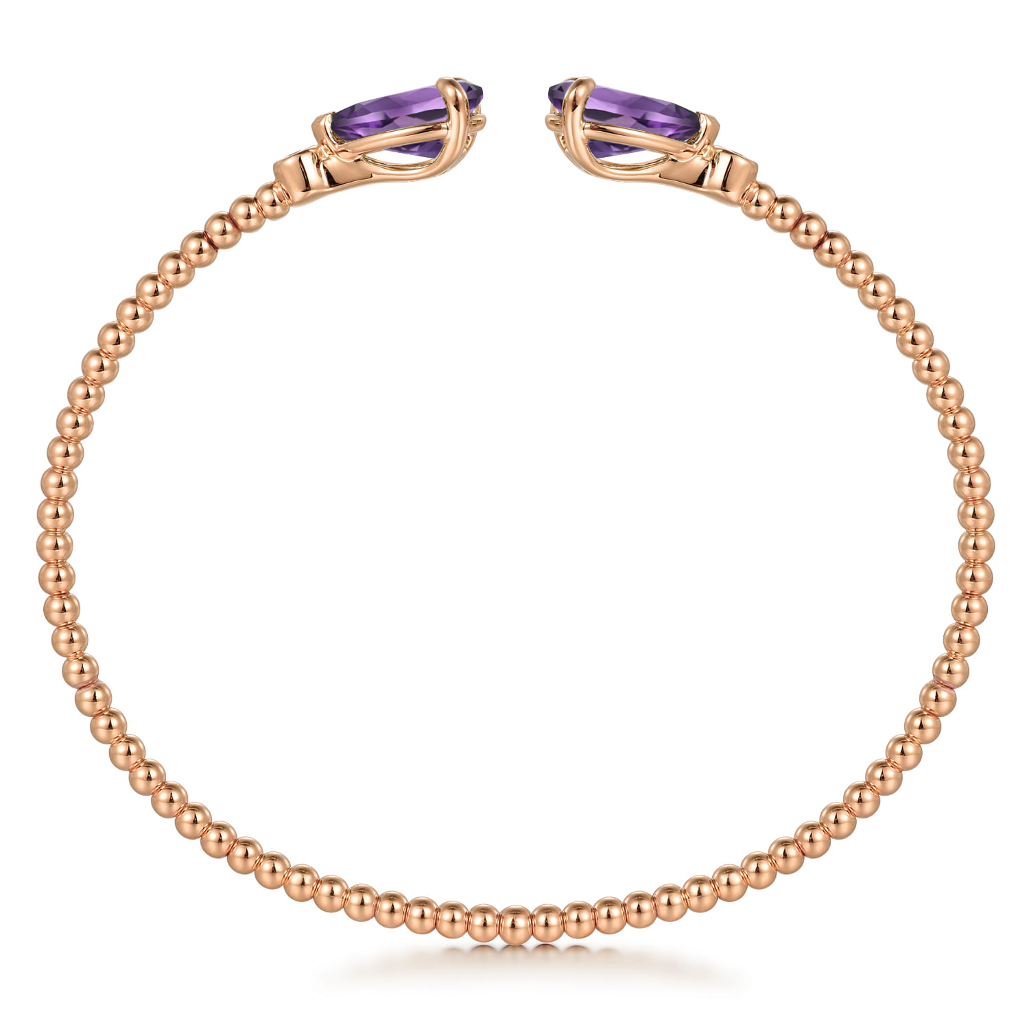 14K Rose Gold Diamond and Pear Shape Amethyst Bujukan Bangle - 0.07 ct - Shot 3