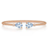 14K Rose Gold Diamond and Pear Shape Aquamarine Bujukan Bangle - 0.07 ct