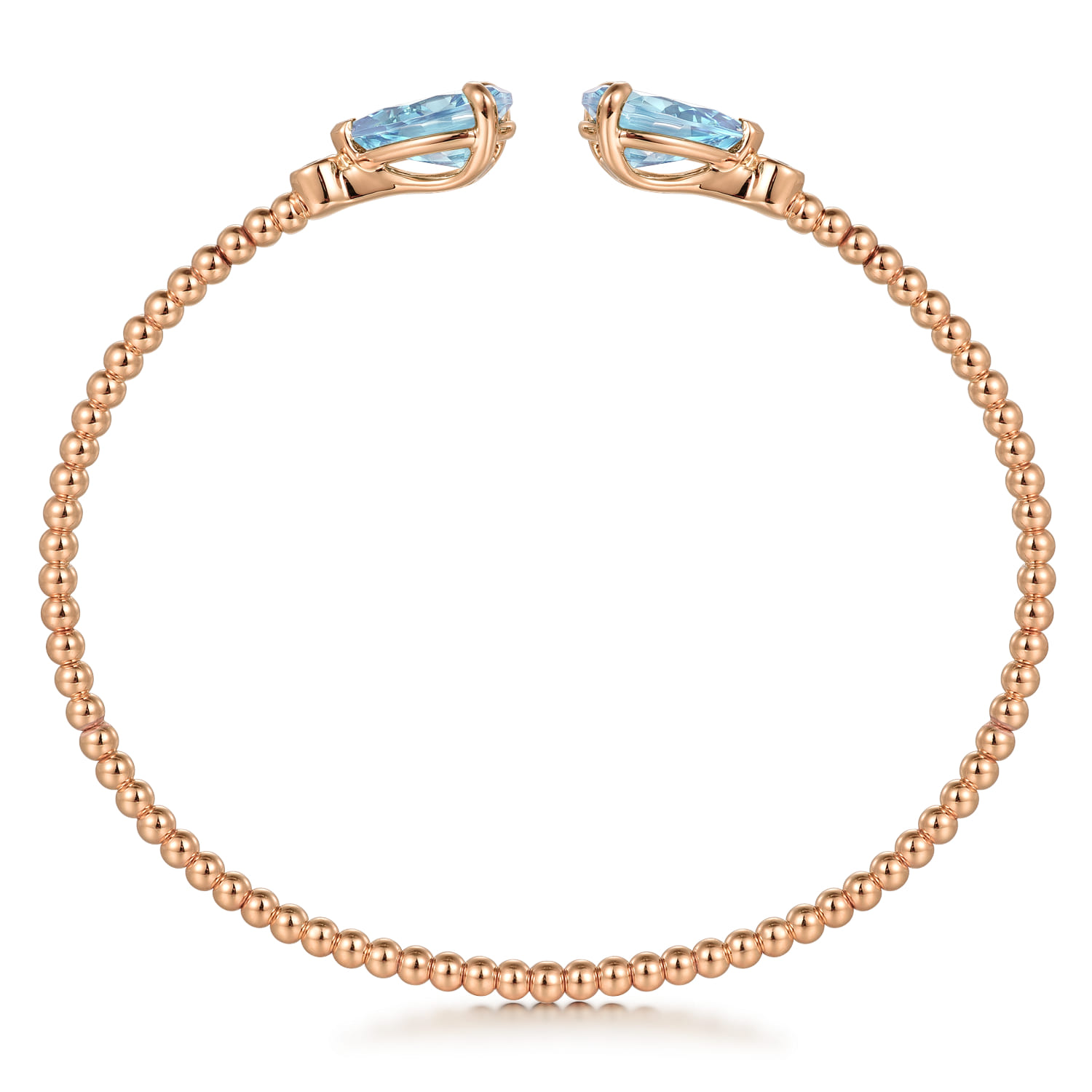 14K Rose Gold Diamond and Pear Shape Aquamarine Bujukan Bangle - 0.07 ct - Shot 3