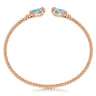 14K Rose Gold Diamond and Pear Shape Aquamarine Bujukan Bangle - 0.07 ct