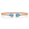 14K Rose Gold Diamond and Pear Shape Blue Topaz Bujukan Bangle - 0.07 ct