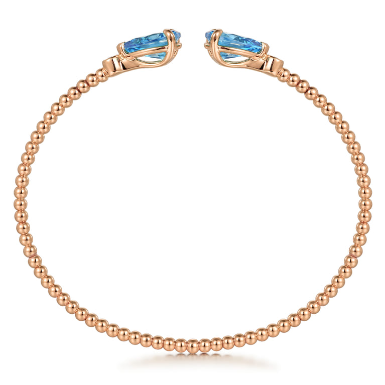 14K Rose Gold Diamond and Pear Shape Blue Topaz Bujukan Bangle - 0.07 ct - Shot 3