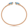 14K Rose Gold Diamond and Pear Shape Blue Topaz Bujukan Bangle - 0.07 ct
