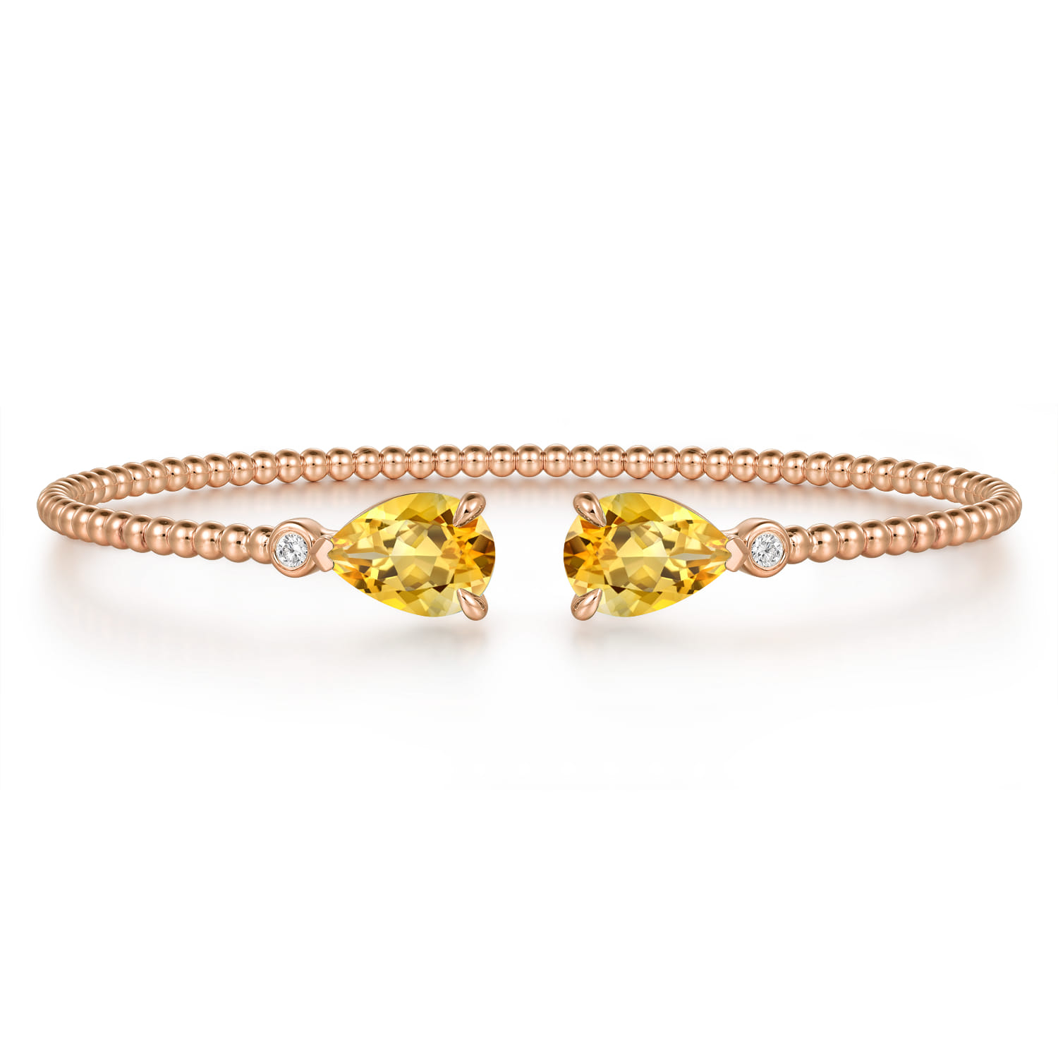 14K Rose Gold Diamond and Pear Shape Citrine Bujukan Bangle - 0.07 ct - Shot 1