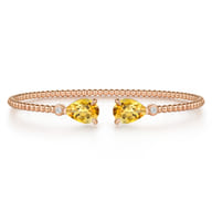 14K Rose Gold Diamond and Pear Shape Citrine Bujukan Bangle