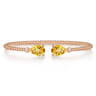 14K Rose Gold Diamond and Pear Shape Citrine Bujukan Bangle - 0.07 ct