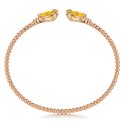 14K Rose Gold Diamond and Pear Shape Citrine Bujukan Bangle