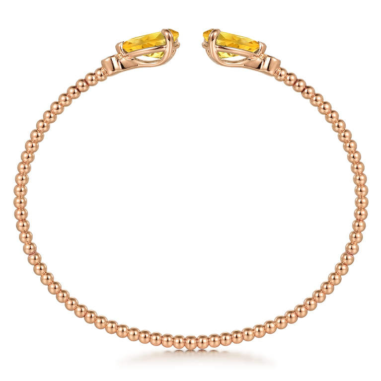 14K Rose Gold Diamond and Pear Shape Citrine Bujukan Bangle - 0.07 ct - Shot 3