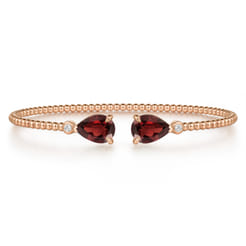 14K Rose Gold Diamond and Pear Shape Garnet Bujukan Bangle