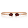 14K Rose Gold Diamond and Pear Shape Garnet Bujukan Bangle - 0.07 ct