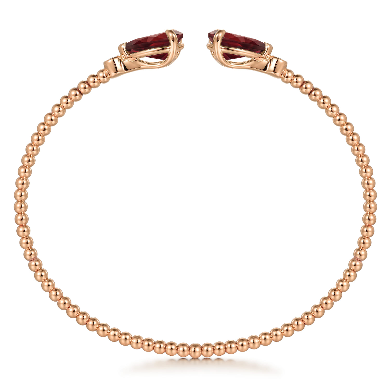 14K Rose Gold Diamond and Pear Shape Garnet Bujukan Bangle - 0.07 ct - Shot 3