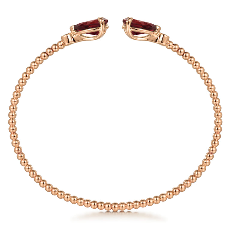 14K Rose Gold Diamond and Pear Shape Garnet Bujukan Bangle - 0.07 ct - Shot 3