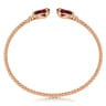 14K Rose Gold Diamond and Pear Shape Garnet Bujukan Bangle - 0.07 ct