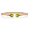 14K Rose Gold Diamond and Pear Shape Peridot Bujukan Bangle - 0.07 ct