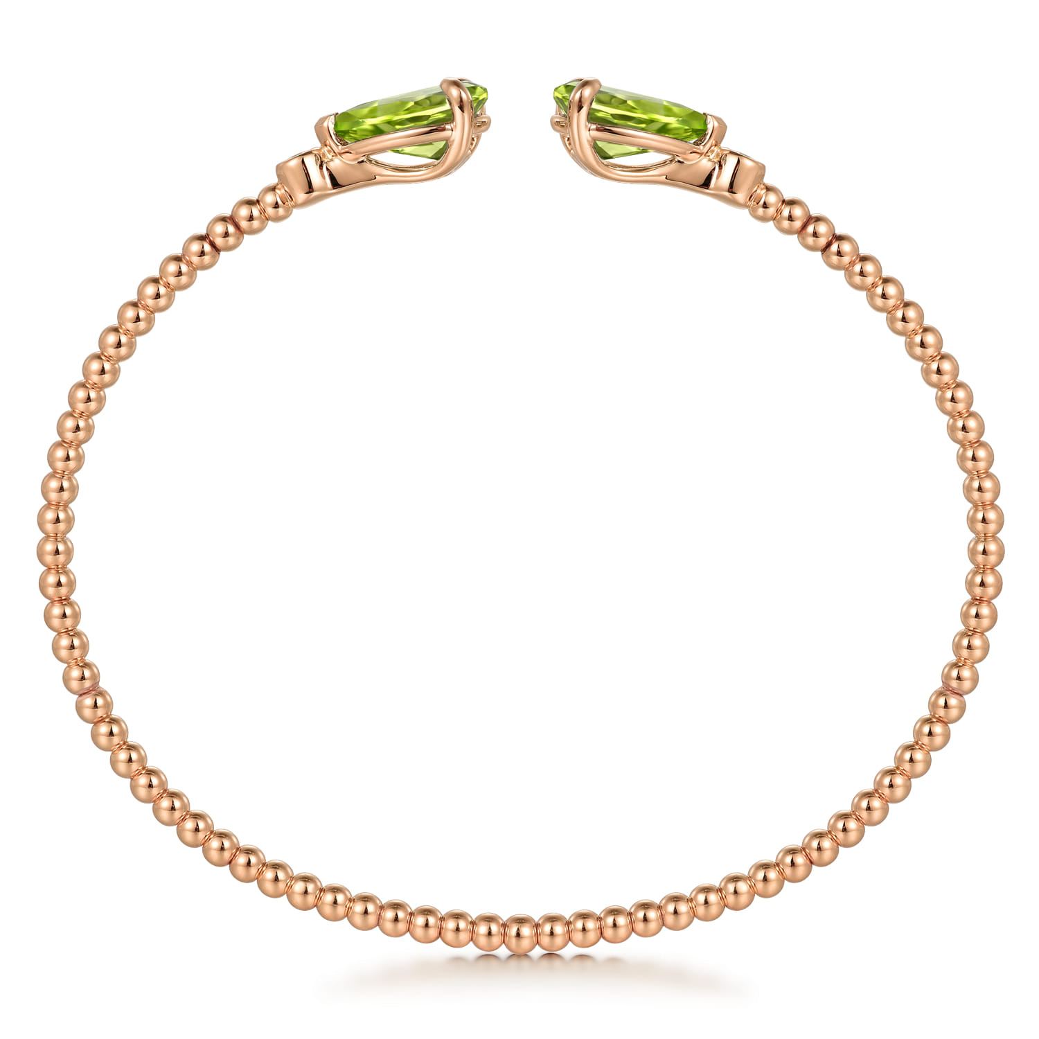 14K Rose Gold Diamond and Pear Shape Peridot Bujukan Bangle - 0.07 ct - Shot 3