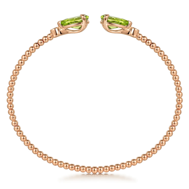 14K Rose Gold Diamond and Pear Shape Peridot Bujukan Bangle - 0.07 ct - Shot 3