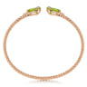 14K Rose Gold Diamond and Pear Shape Peridot Bujukan Bangle - 0.07 ct